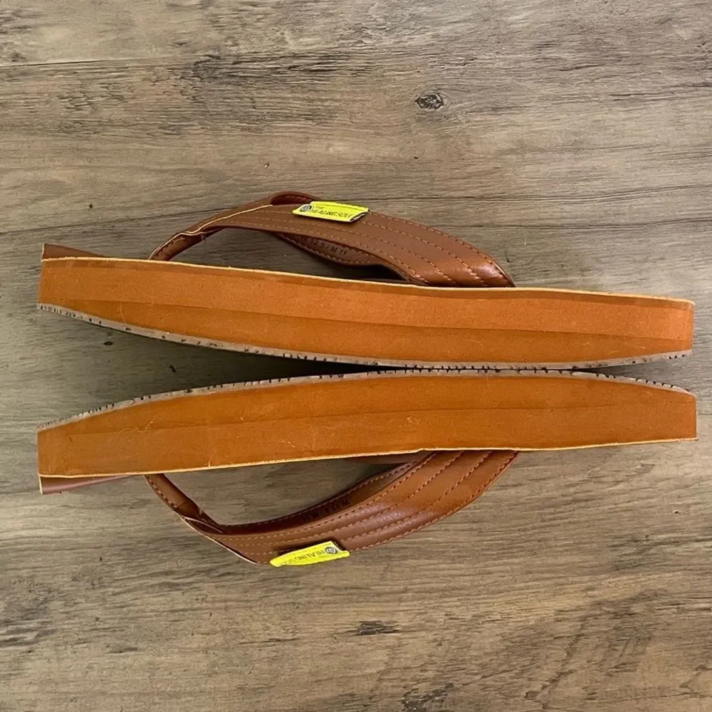 ❤️ The Healing Sole Flip Flops Sandals Unisex Brown Leather Plantar Fasciitis